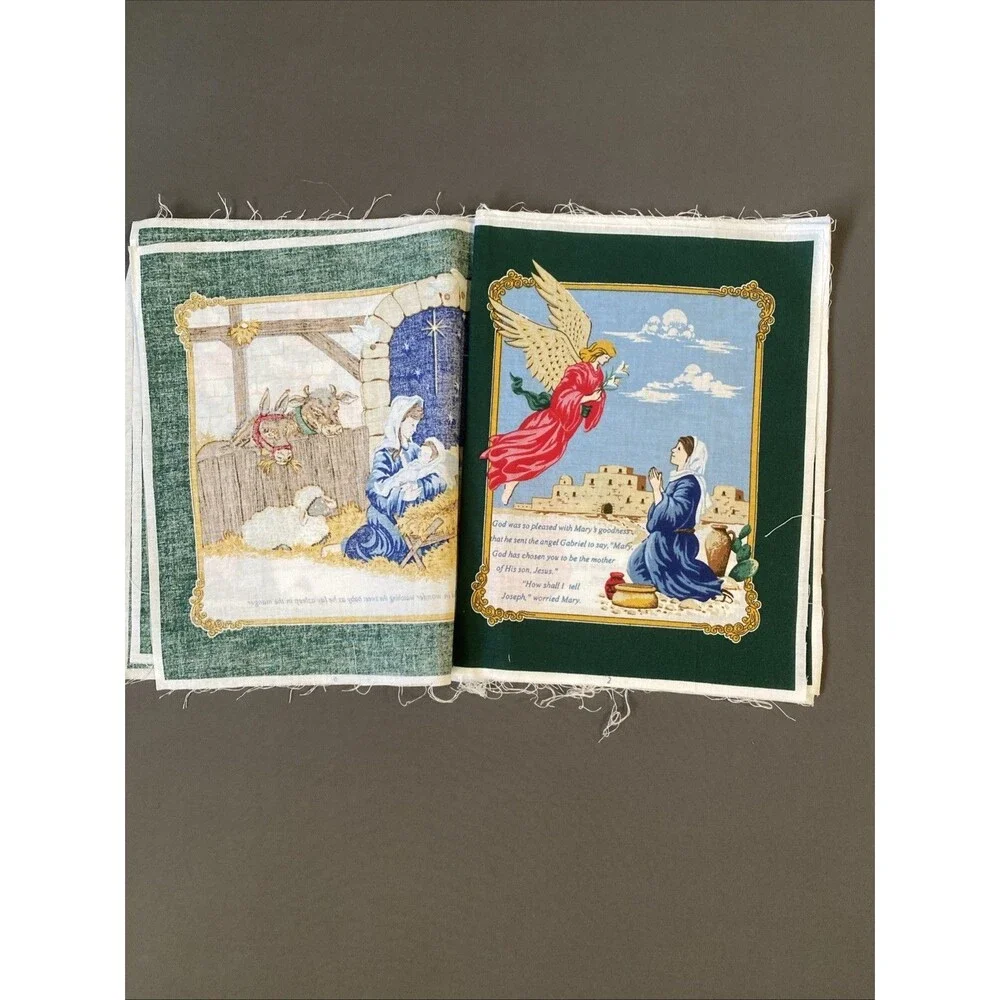Vintage Christmas Cloth Book Sewing Panel THE NIGHT CHRIST WAS BORN DIY